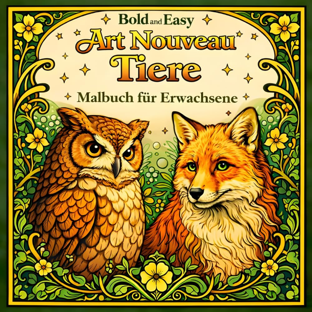 Bold and Easy Art Nouveau Tiere: Malbuch für Erwachsene mit Dekorativen Wildtieren, Vögeln und Eleganten Tierdesigns (German Edition)      Paperback – April 20, 2026