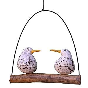 ART-CRAFT Dos gaviotas de madera en trozo de madera en estilo rústico romántico con aspecto de lavado blanco en estilo Shabby Chic