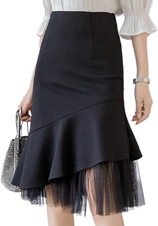Women's Elegant Work Knee Length Bodycon Fishtail Lace Pencil Skirt