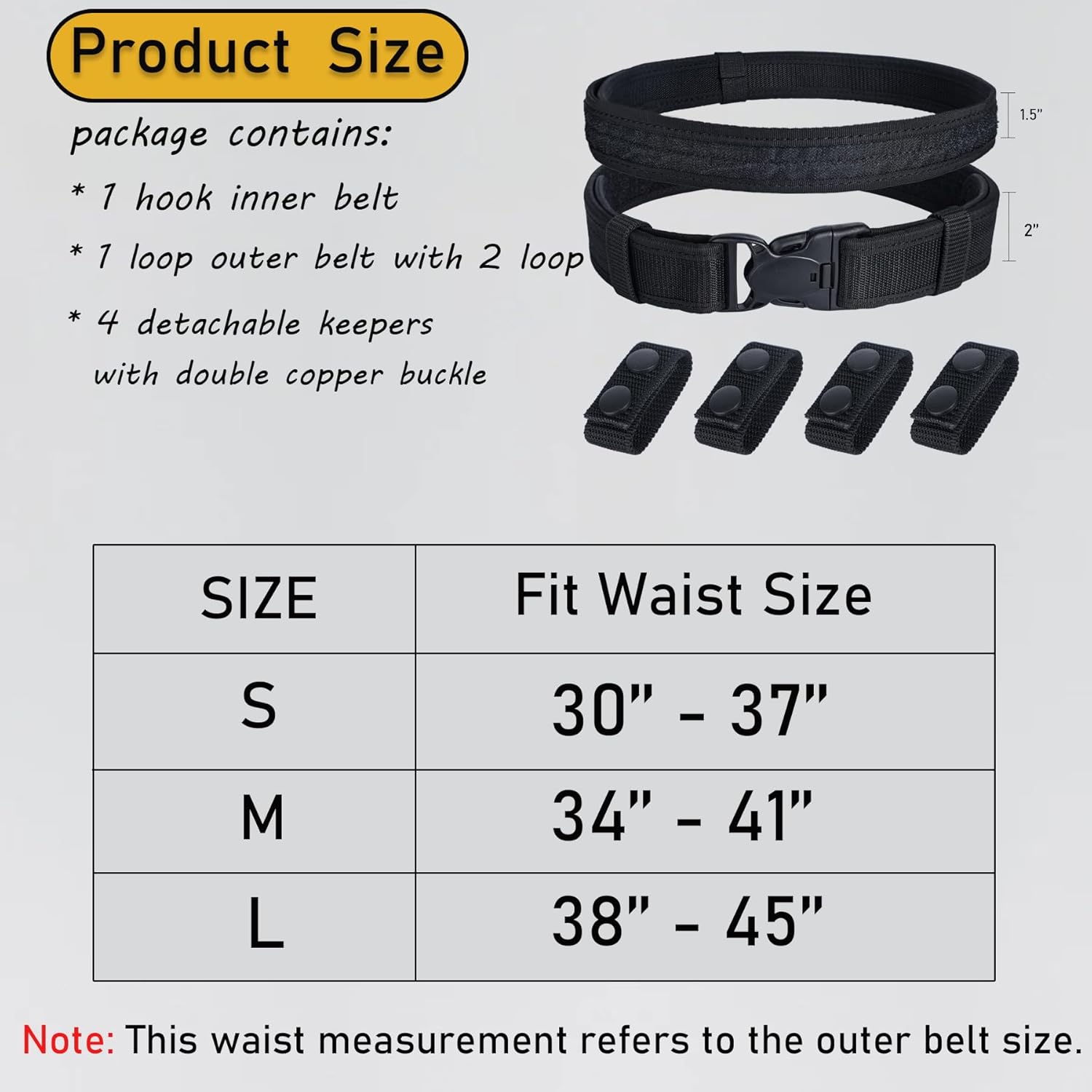 Tactical Duty Belts Law Enforcement - Police Duty Belt with 4 Keepers,2'' Triple-Locking Belt - Image 2