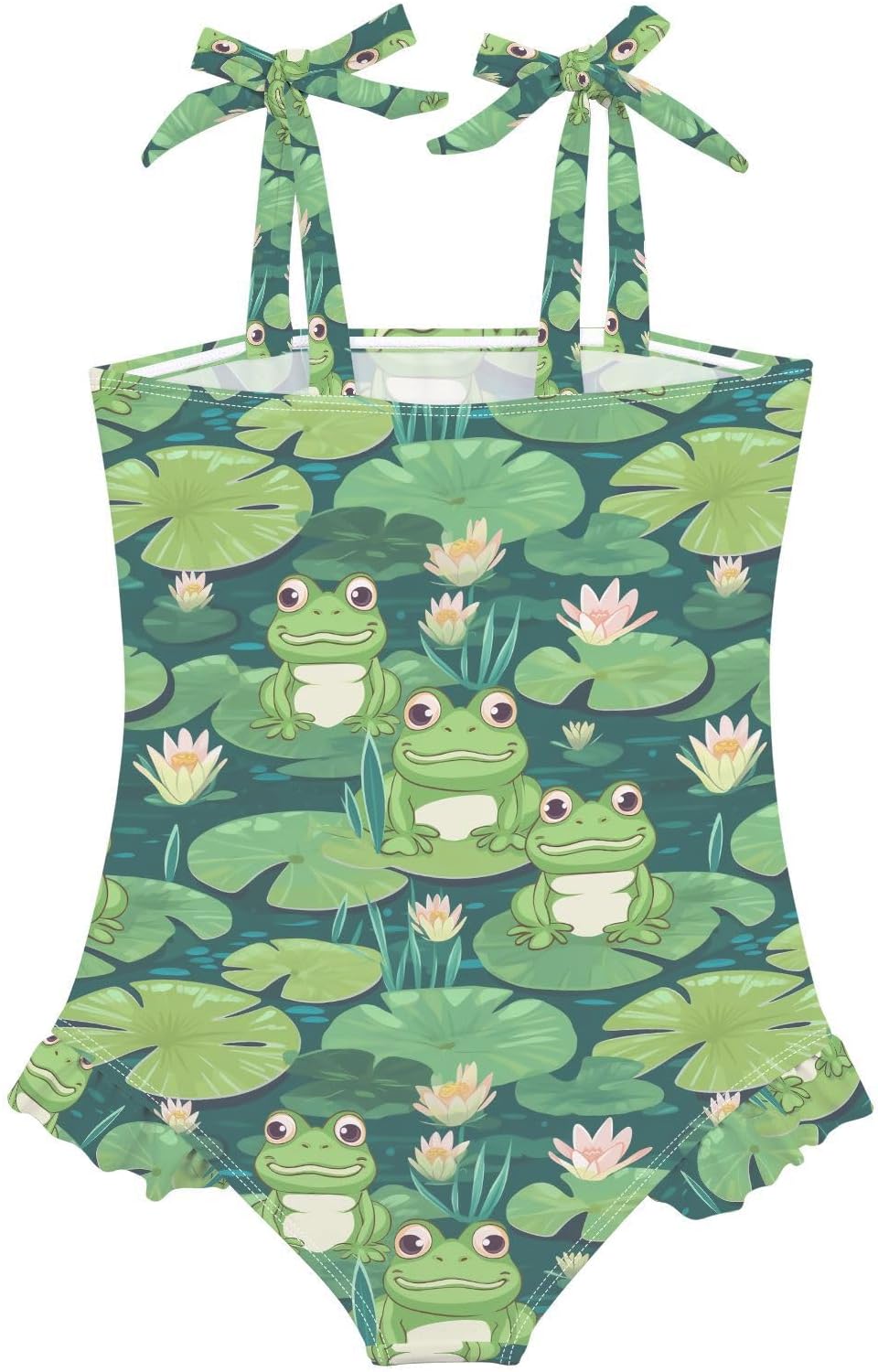 visesunny Toddler Girl Swimsuit Adjustable Strap Swimwear Green Ugly Frog Pond Bathing Suits for Girls 18M-6Y