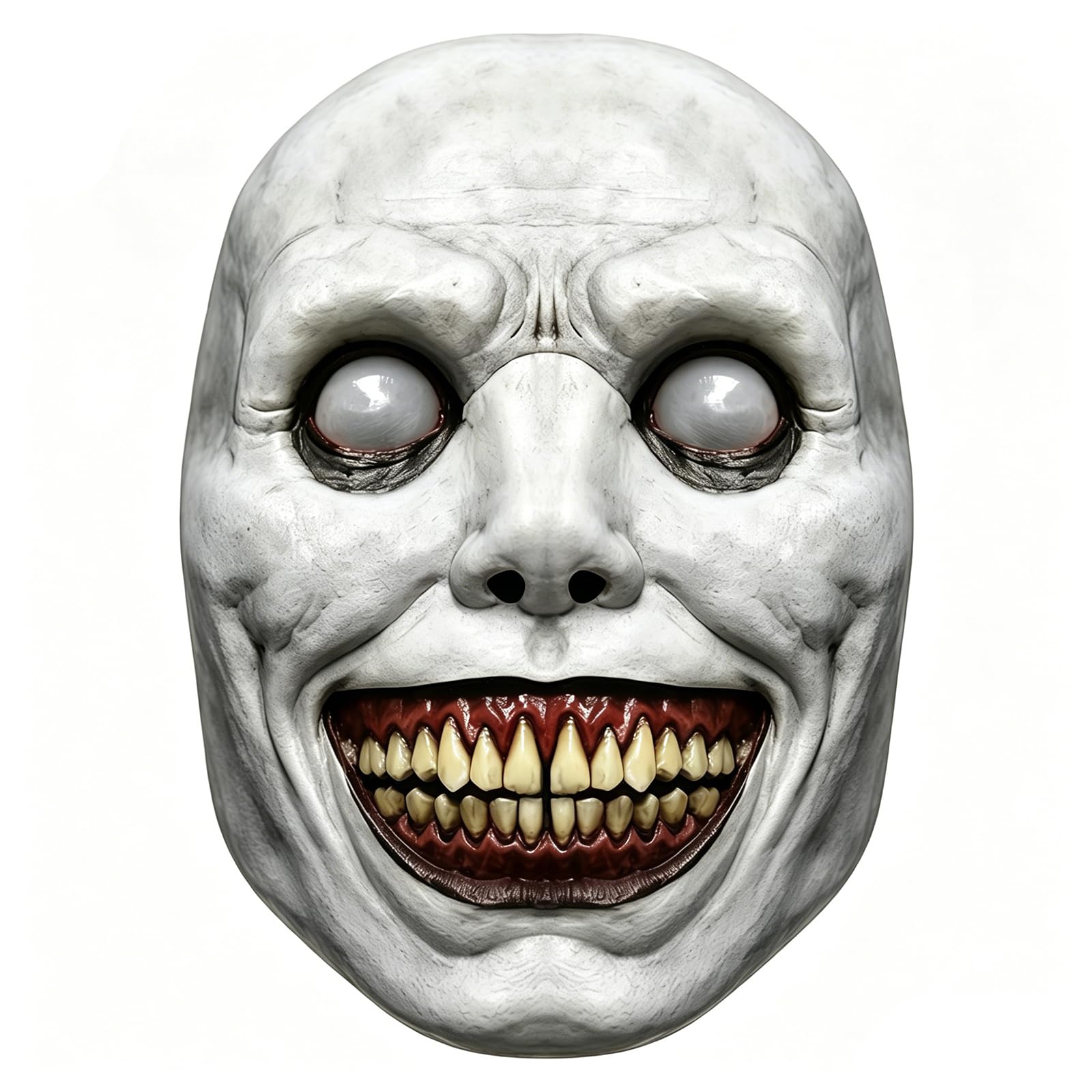 DVOFU Realistic White Demon Smile Mask Halloween Terrifying Smiling Terror Evil Face Mask Creepy Horror Evil Face for Karneval Halloween Cosplay Party Costume