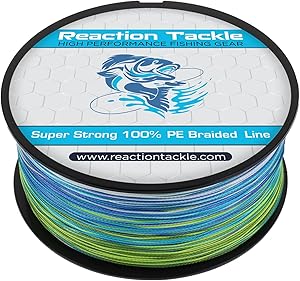 Reaction Tackle Braided Fishing Line - Pro Grade Power Performance for Saltwater or Freshwater Fish - Colored Fishing Line Braid for Extra Visibility