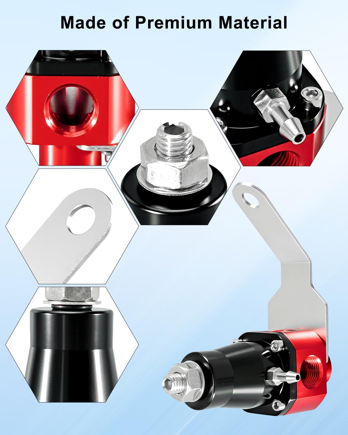 13301 Fuel Pressure Regulator 3-Port 3/8" NPT Adjustable 2-60 PSI Fit for EFI and Carbureted Engines Compatible with Turbo and Supercharged Systems