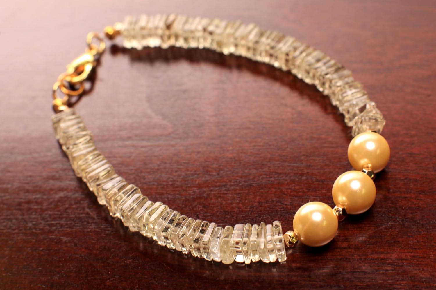Citrine Square Heishi 5mm Bracelet Yellow South SeaShell Pearl in 14k Gold Filled lobster Clasp and findings, healing, energy Chakra gift, Handmade Custom Order