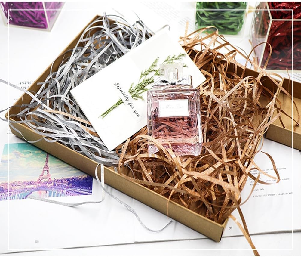 Raffia Filler， 500 g Glittering Filling Material Gift Shreds Shredded Paper(Apple Green)
