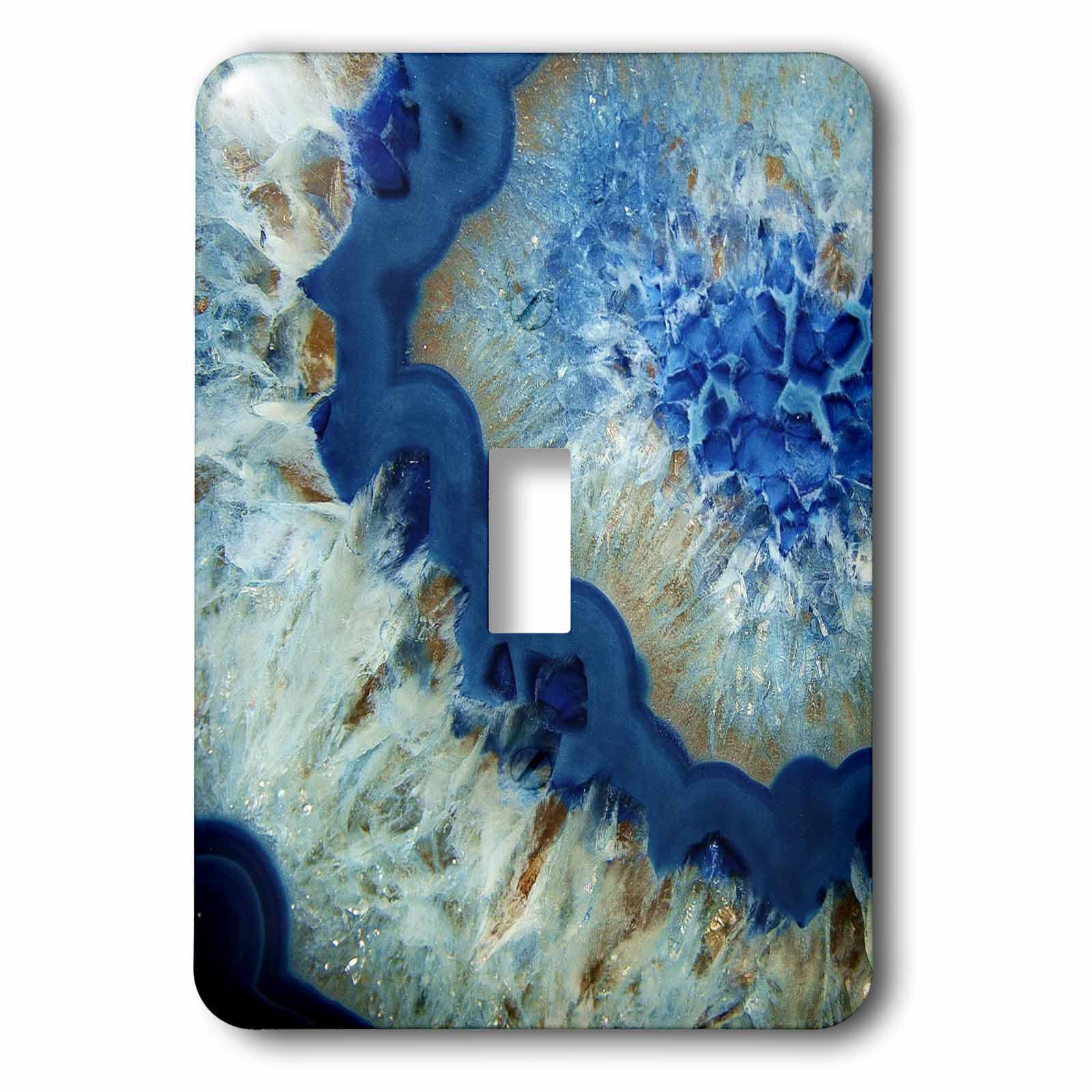 Interrupteur à baïonnette bleu motif agate quartz plaque murale imprimée salon