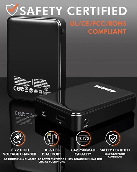Amazon | ARRIS ヒートメンズベスト バッテリーパック付き 7.4V 