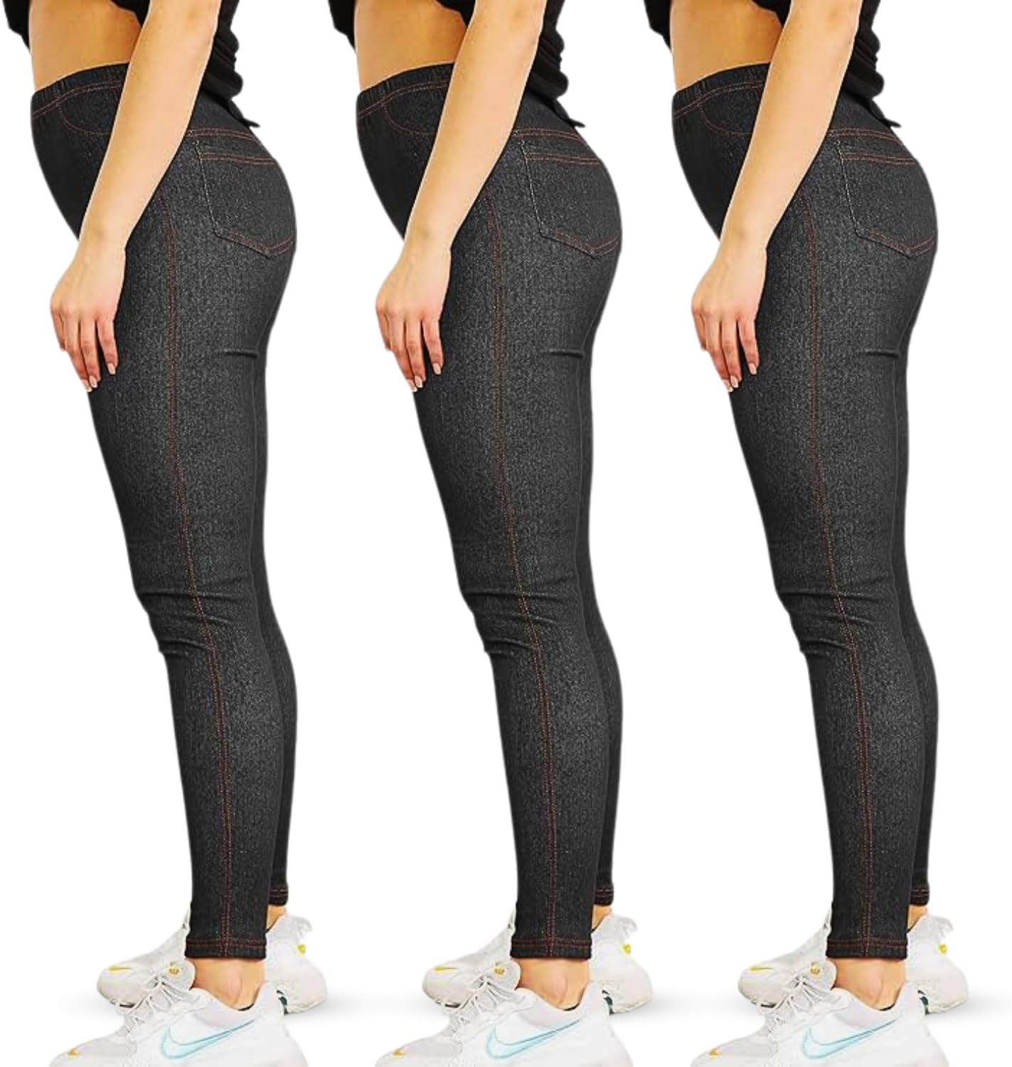 VR7Pack of 3 Ladies Denim Jeans Jegging Leggings Slim Fit Denim Slimfit Pants Trousers UK Sizes