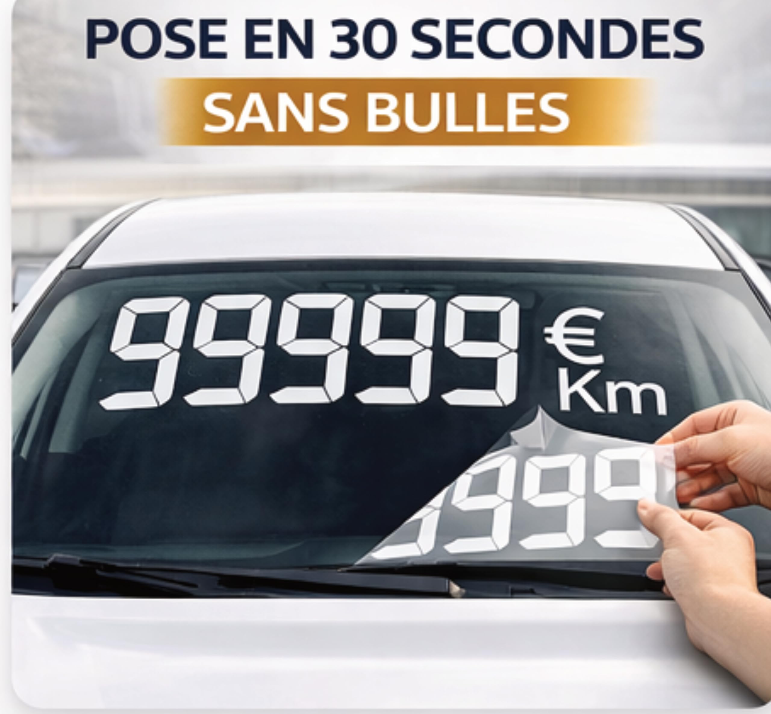 Chiffres Prix Voiture Pare-Brise – Kit Affichage Véhicule Professionnel € + KM – Chiffres Adhésifs Vinyle – Idéal Garage et Vente Auto – Pack 5, 10 ou 20 – Rouge