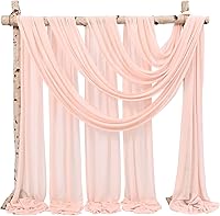 Vista 59 de Tela para envolver arco de boda, 4 paneles de 28 x 20 pies, cortinas de arco de boda rosa para ceremonia, cortinas de tela de gasa para cenador