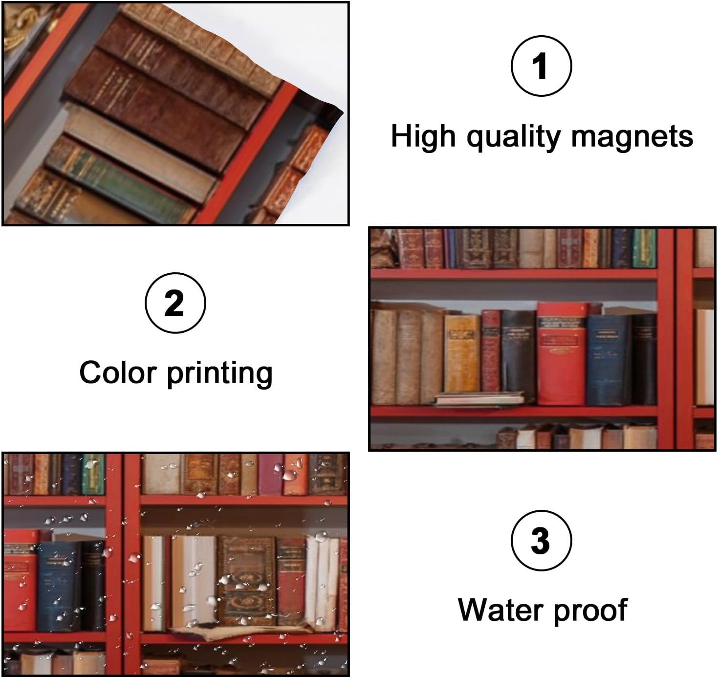 Fluorescent Light Covers for Ceiling Lights Library Bookshelves Fully Packed Easy to Install Magnetic Light Filter for Classroom Office Hospitals School Home Decor