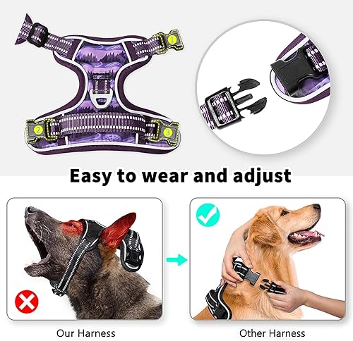 Miniatura 3 de Timos Arnés para perro, arnés sin tirones para mascotas, chaleco acolchado suave ajustable para perro, chaleco Oxford reflectante sin