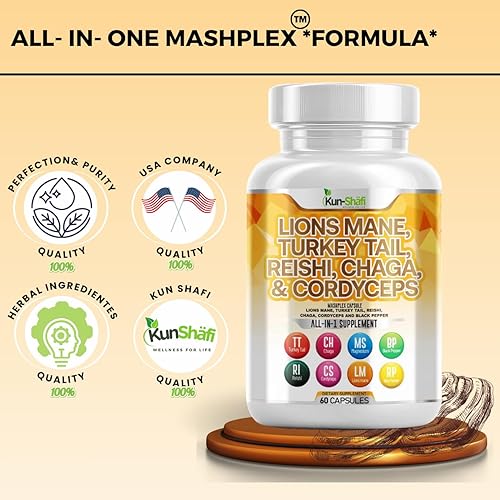 Miniatura 4 de Lions Mane 3000 mg 20 en 1 Suplemento de hongo con cola de pavo 2000 mg Reishi 1000 mg Cordyceps Chaga 1000 mg Maitake Meshima Poria Cocos Shiitake