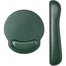 RICHEN Ergonomic PU Leather Keyboard Wrist Rest and Mouse Pad with Wrist Support, Memory Foam Set for Computer/Laptop,Gaming and Office, Comfortable for Easy Typing & Pain Relief Dark Green