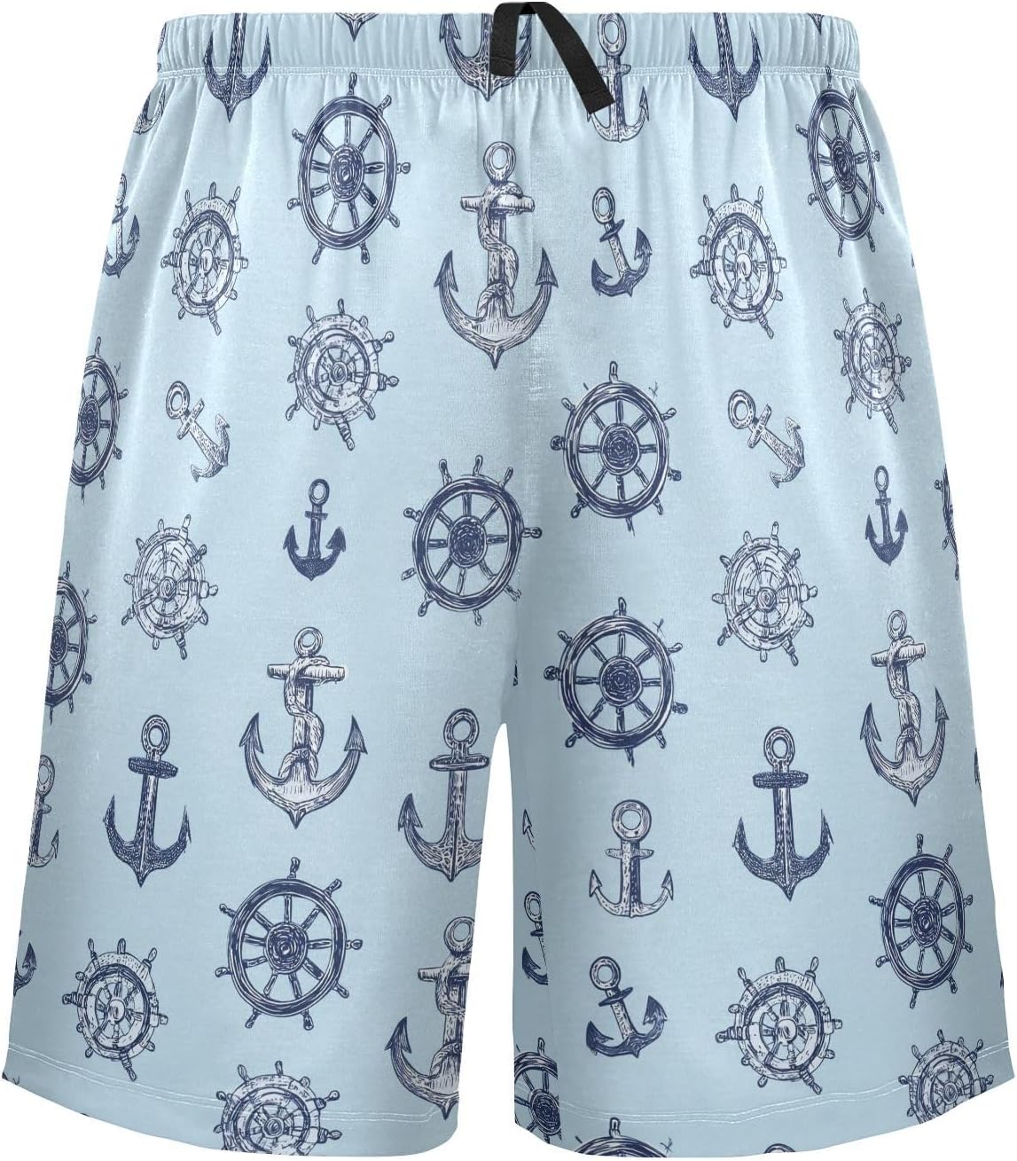 Nautical Anchors Men's Pajama Pants Short Sleepwear Ship Boat Pj Bottom with Pockets Drawstring Lounge M