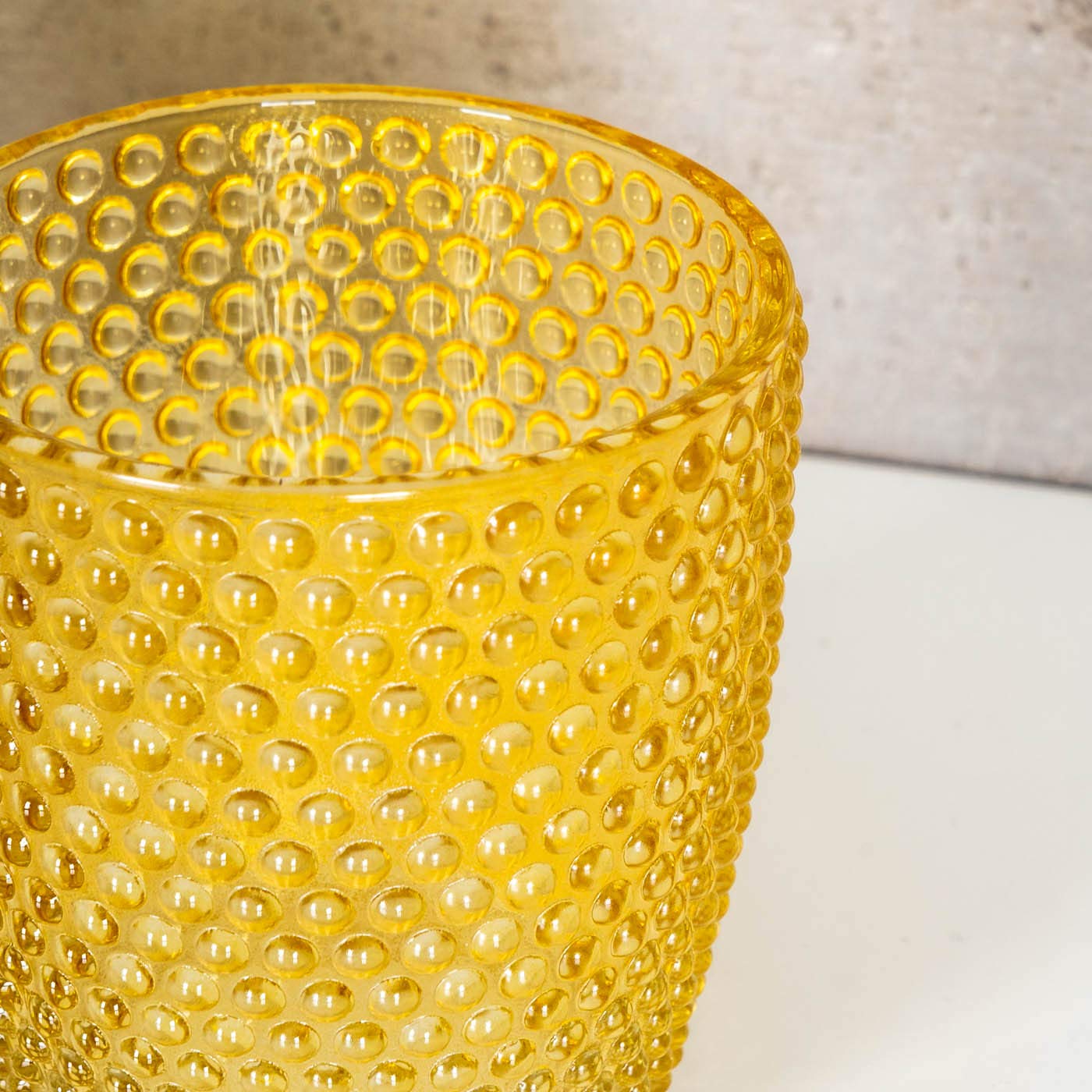 Set di 4 portacandele antivento, altezza 7,5 cm, in vetro giallo, portacandele in stile retrò, decorazione da tavolo