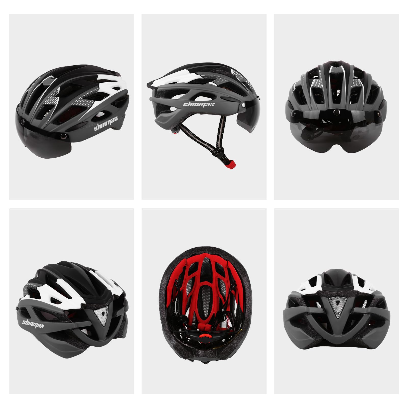 Shinmax Fahrradhelm Herren Damen Fahrradhelm mit Visier Magnetische Abnehmbarer Schutzbrille Fahrradhelme mit Licht Erwachsene Rennrad Einstellbarer Atmungsaktiv Sicherheitsschutz MTB Helm