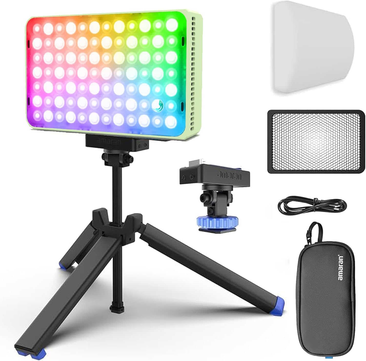 Amaran Ace 25c Kit RGB Video Light,25W On Camera Pocket Video Light CCT 2300k-10000k, 5,908 lux @ 0.5m Illumination,with Rechargeable Battery and PD Charging (Green)