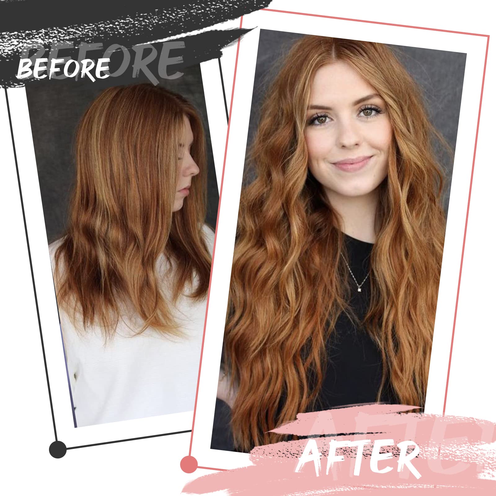 Fshine Tessitura Extension Genius Weft Rosso Marrone 40cm 50g Extension Matassa Sottili Aggiornato Remy Naturale Capelli Veri per Donne Human Hair