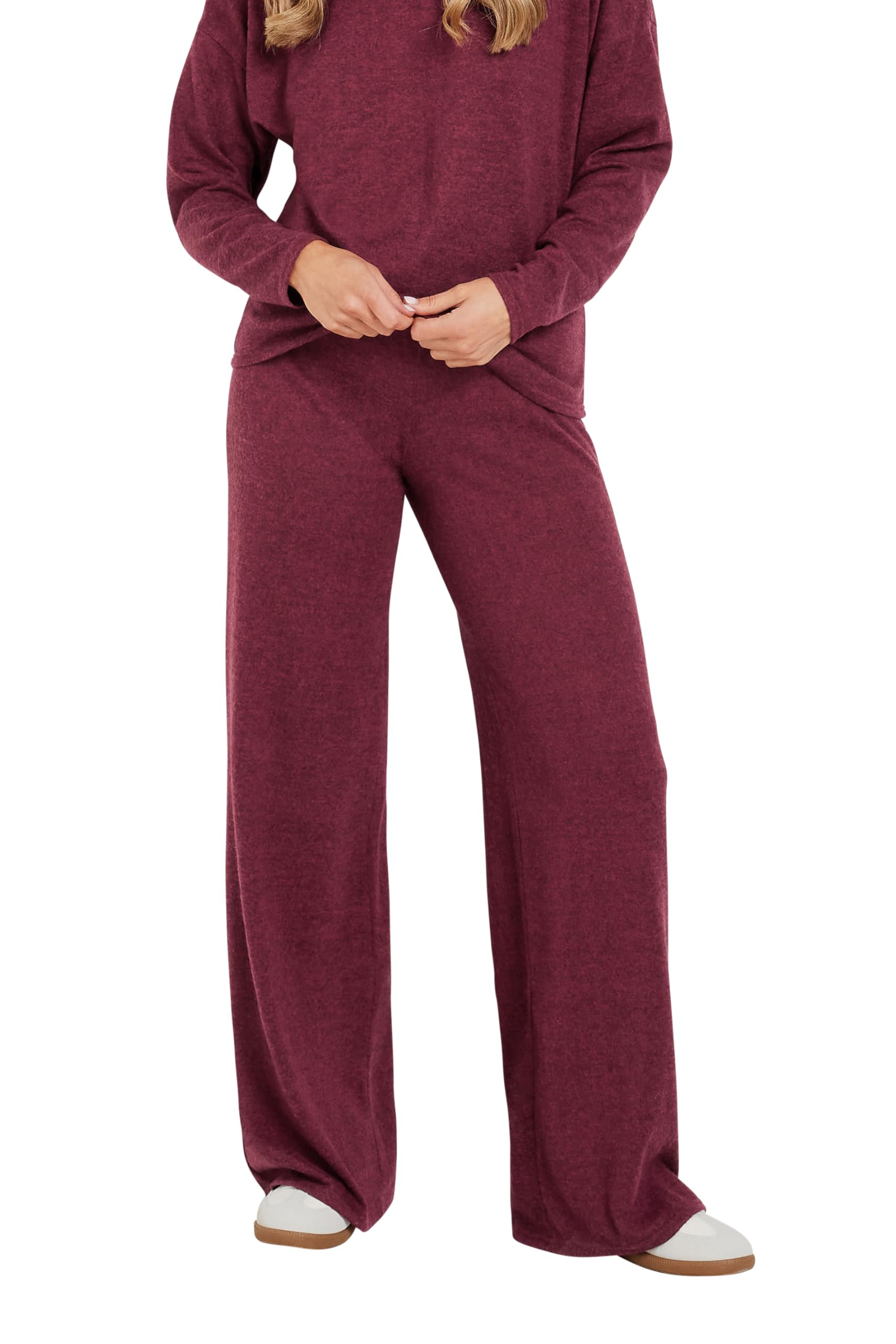 Long Tall Sally Women's Burgundy Tall Wide Leg Trousers In | Size: 12