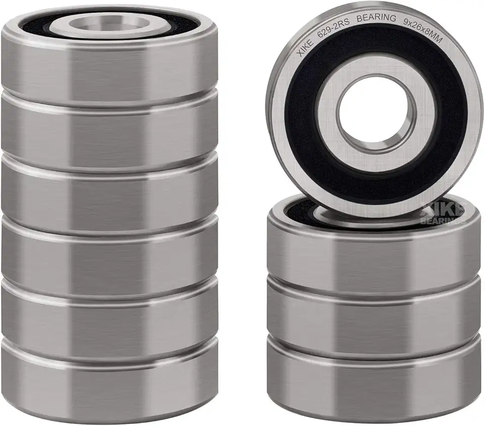 XIKE Rolamentos de Esferas de Ranhura Profunda 629-2Rs com Vedação Dupla de Borracha, 9X26X8Mm, Pré-Lubrificados, com Desempenho Estável E Custo-Benefício (Pacote com 10).