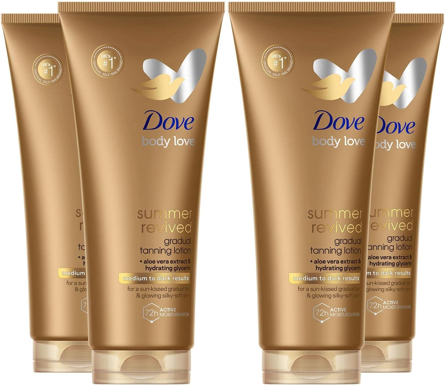 Dove Derma Spa Summer Revived Medium to Dark Skin Body Lotion 200ml (PACK OF 4)