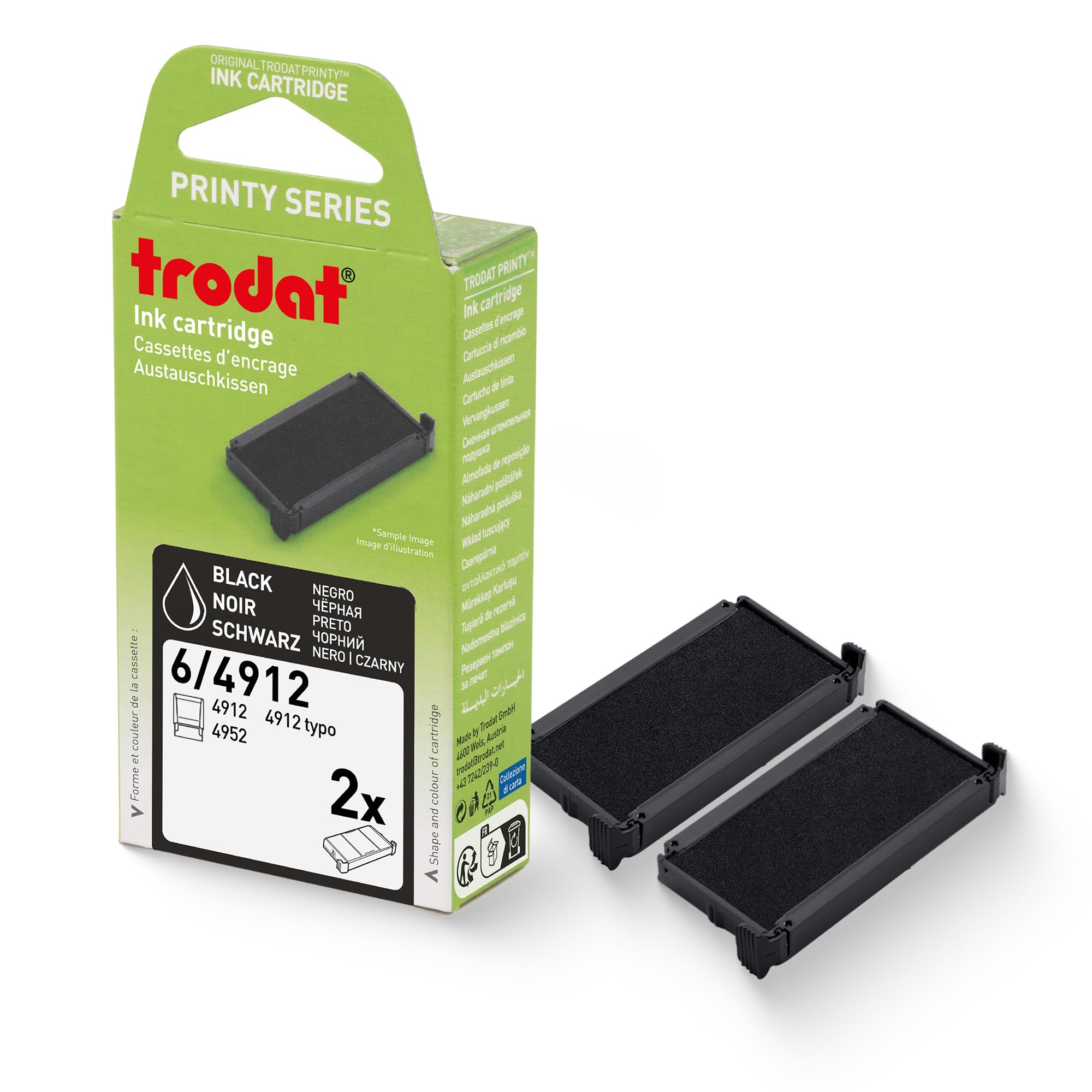 Trodat Replacement Pads, Printy 4912 Stamp, 2 Pack, Black