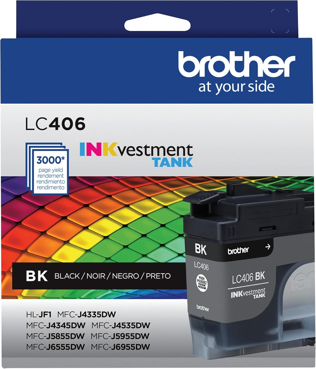 Brother Genuine LC406BK Standard Yield Black INKvestment Tank Ink Cartridge,(Pack of 2)