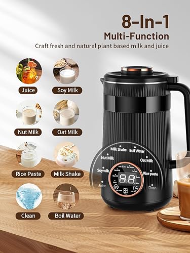 Miniatura 2 de Máquina para fabricar leche de nueces, 35 onzas de soja casera, almendras, avena, coco, bebidas a base de plantas y no lácteas, máquina automática