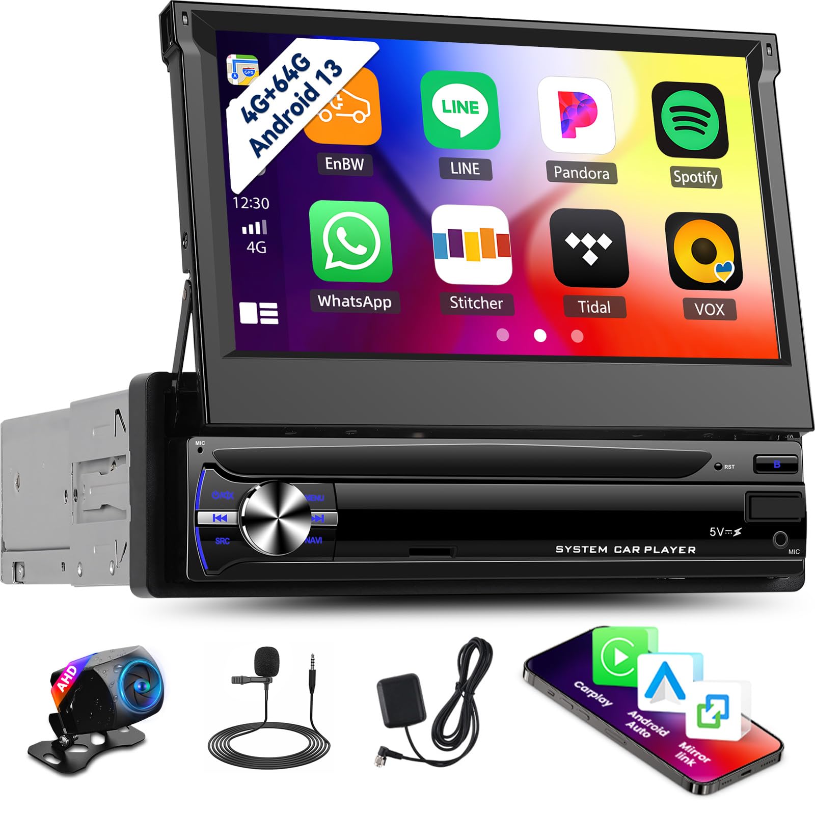 schermo touch 7 pollici con carplay e bluetooth per auto android 13