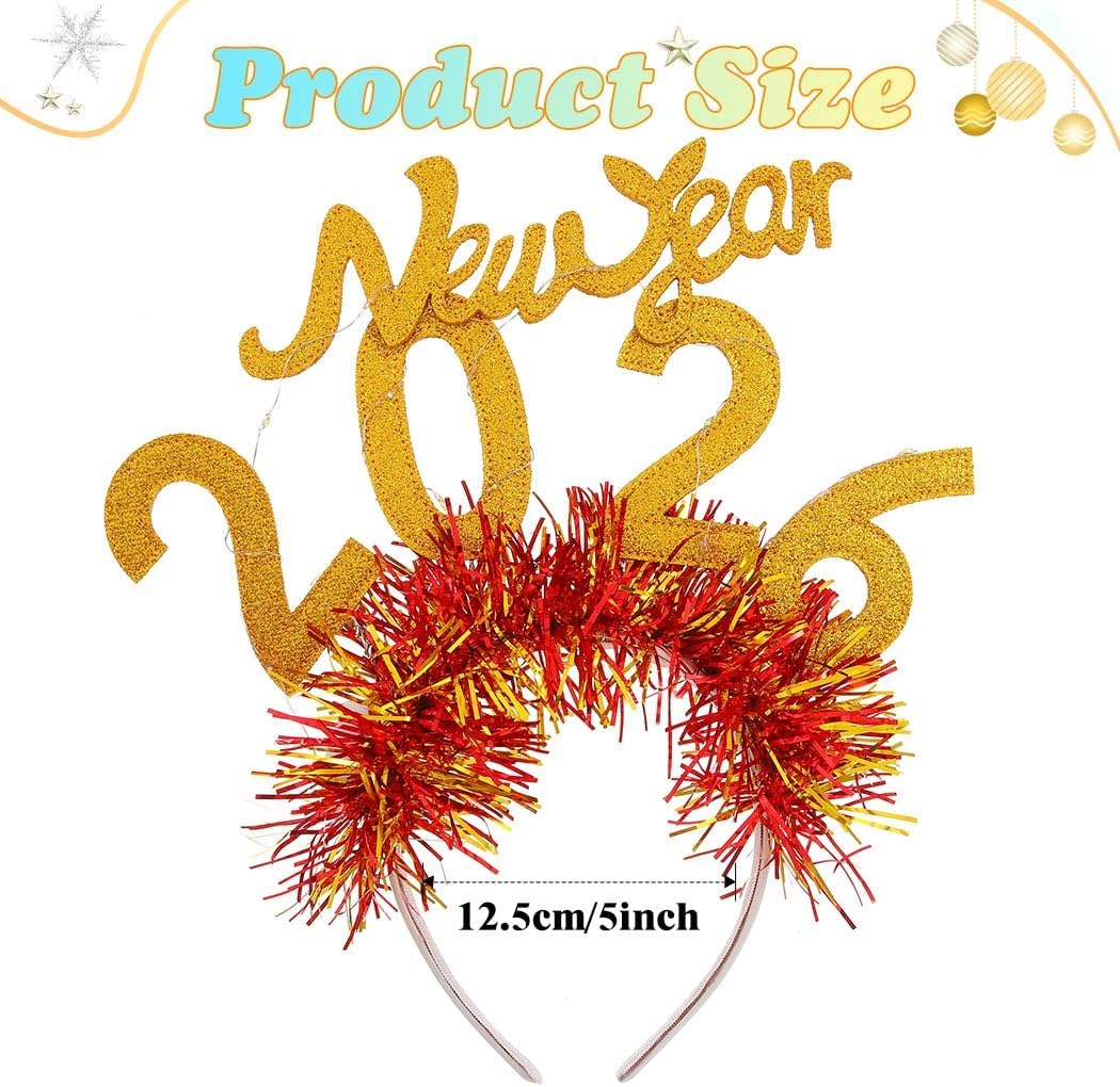 Zoestar Light Up New Year Headband Glowing 2026 Hair Bands Sparkly Festivals Costume Holiday Hair Accessories Women image 2