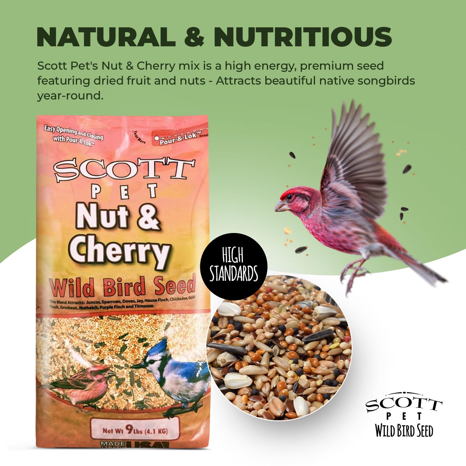 Scott Pet 159212 No.9 Semilla de pájaro silvestre de nuez y cereza