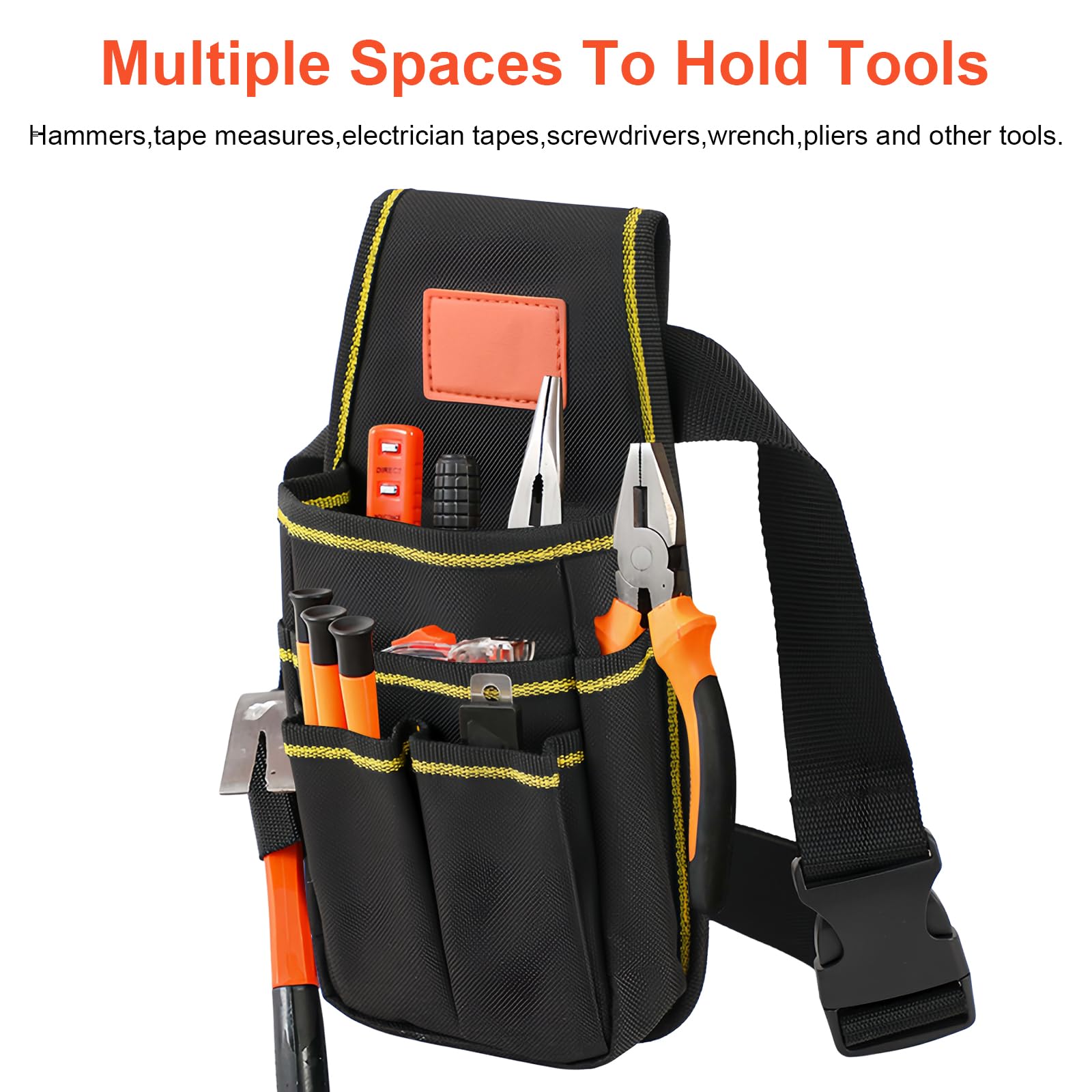 Amexo Bolsa de Cinturón para Herramientas, Bolsa de Herramientas de Lona con Cinturón de Nailon Ajustable Multifunción Organizador de Herramientas para Electricistas, Técnicos