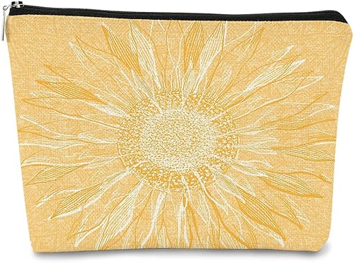 BARPERY Bolsa de maquillaje con diseño de girasoles amarillos, bolsa de cosméticos de flores de primavera y verano, la mejor idea de regalo para BARPERY Bolsa de maquillaje con diseño de girasoles amarillos, bolsa de cosméticos de flores de primavera y verano, la mejor idea de regalo para