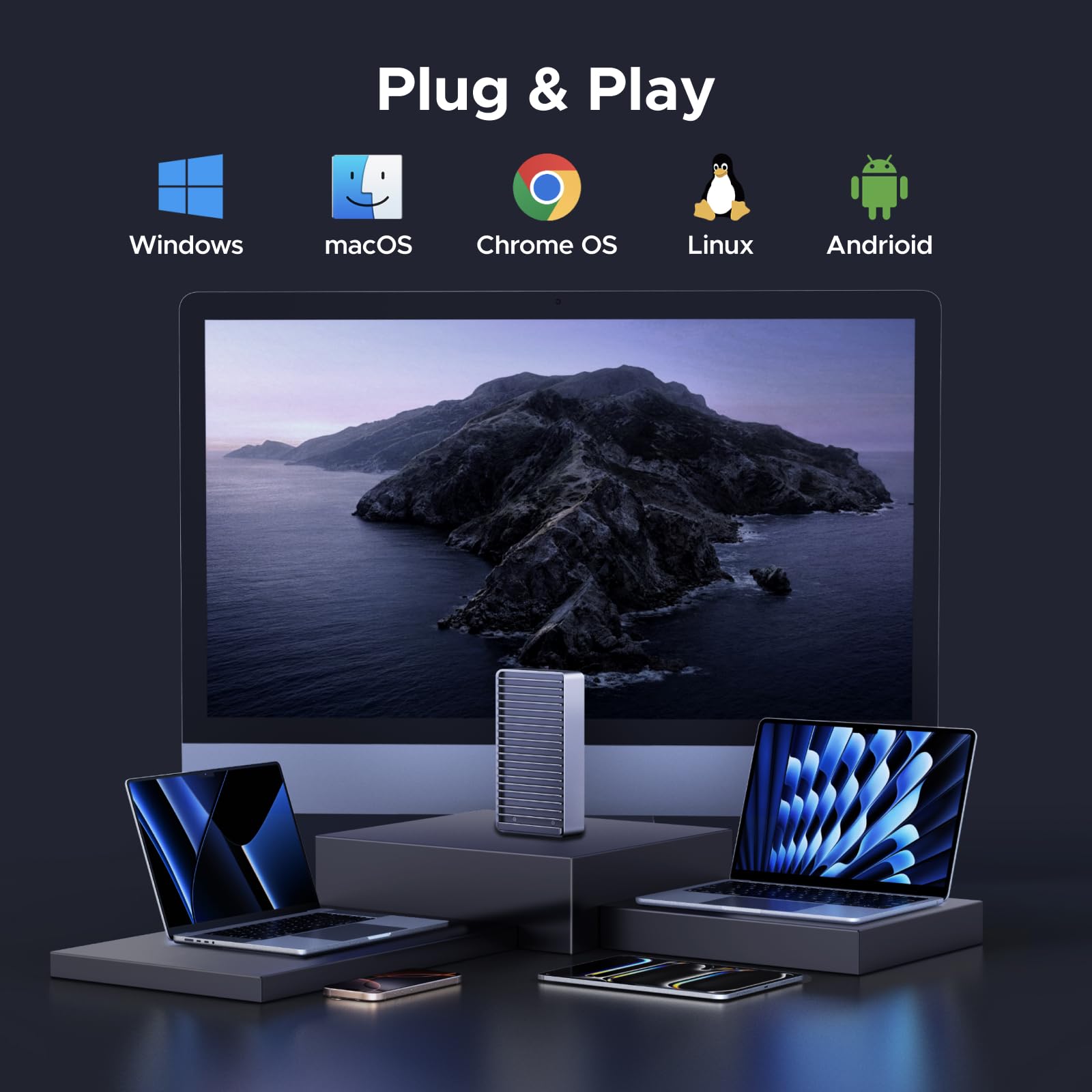 UGREEN 40Gbbps M2 SSD Gehäuse, USB4 nvme gehäuse kompatibel mit Thunderbolt 4 bis zu 3848MB/s, M.2 NVMe SSD Gehäuse kompatibel mit Mac mini M4, MacBook Pro M5 Pro/M5 Max, ASUS Z890