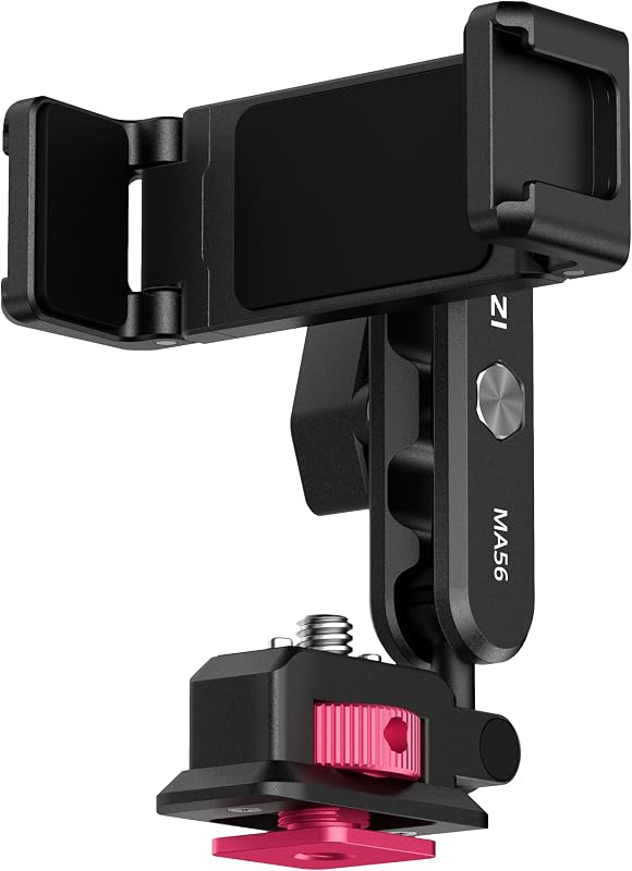 MA56 4-in-1 Metal Phone Tripod Mount with Cold Shoe & Arca Swiss Plate, 360° Adjustable Hot Shoe Camera Phone Mount for iPhone, Compact All-in-One Adapter for Smartphone Photography & Video