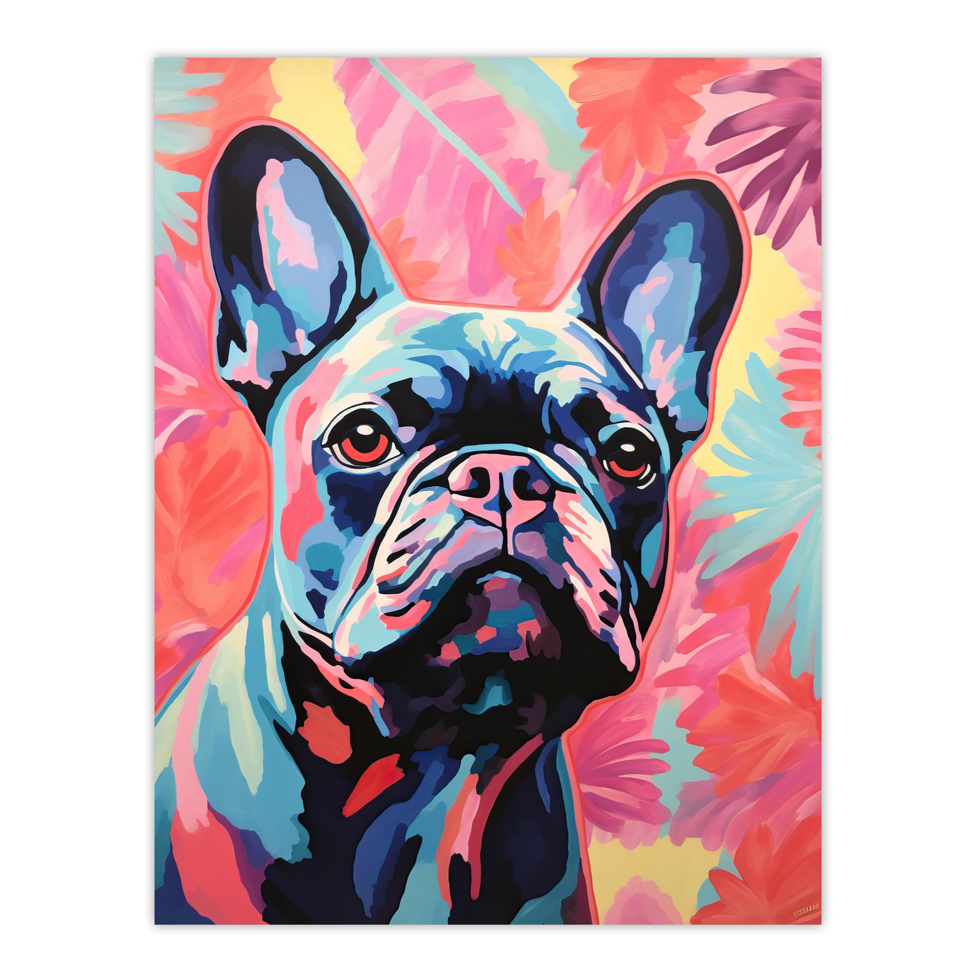 Wee Blue Coo The Pastel Pooch French Bulldog Neon Fun Extra Large XL Wall Art Poster Print