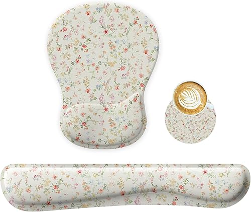 Juego de Reposamuñecas para Teclado y Alfombrilla para Mouse Ergonómicos de Gel y Espuma Viscoelástica para Computador, Laptop, Oficina, Alivio del