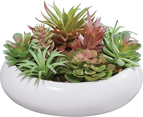 Collections Etc Centro de mesa suculenta sintética realista colorida