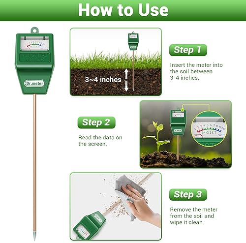 Miniatura 10 de Medidor de humedad del suelo, paquete de 2 probadores de suelo de sonda larga higrómetro para plantas de interior, medidor de agua para plantas de