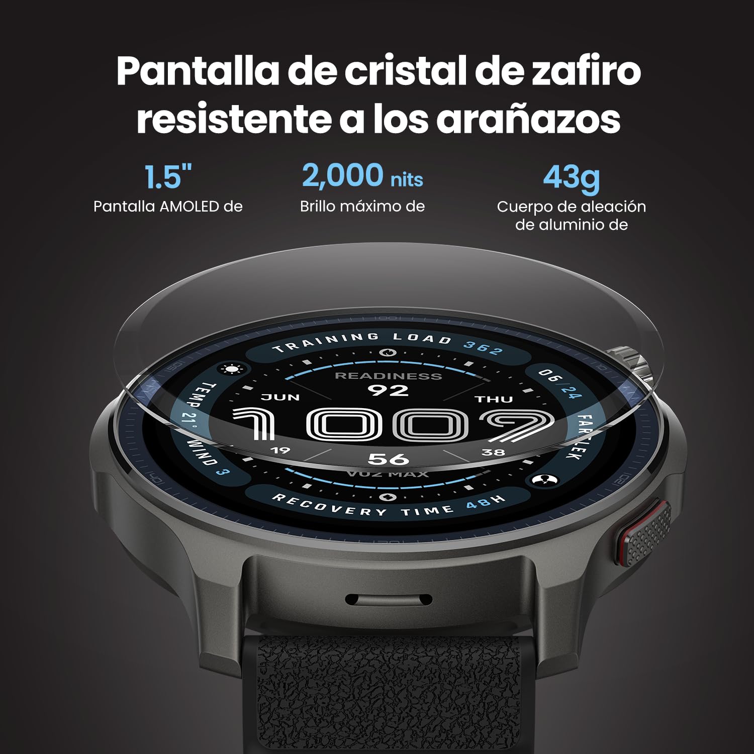 Amazfit Balance 2 Reloj Inteligente Hombre 47mm, Pantalla AMOLED 1,5" Cristal de Zafiro, smartwatch con NFC, GPS, batería de 21 días, 170+ Modos Deportivos, Hyrox, Golf, para Android y iPhone