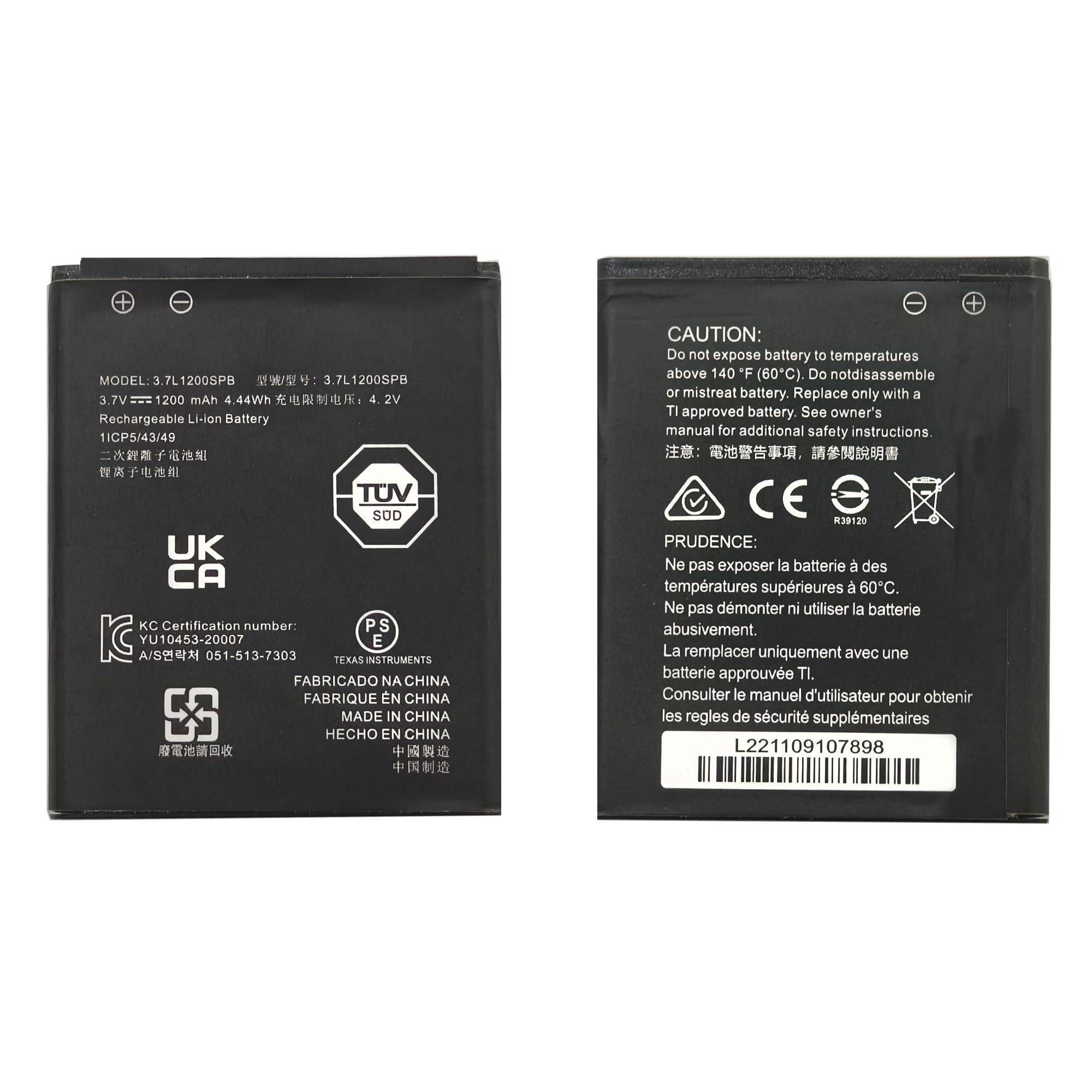 E-yiiviil Ersatzakku Für TI-Nspire & TI-84 Rechner - 1200mAh