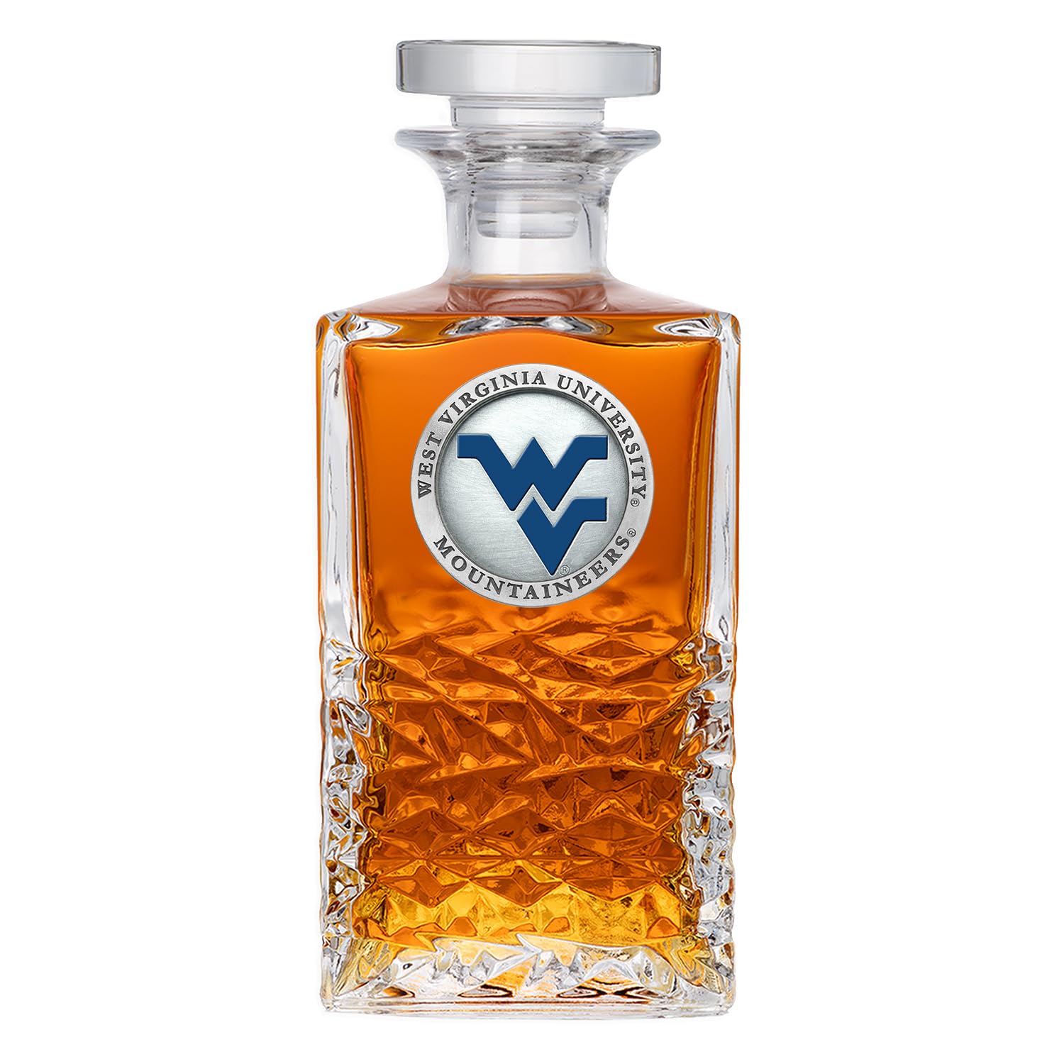 Heritage Pewter West Virginia University Heritage Decanter | 25 OZ Liquor Pourer | Expertly Crafted Pewter Glass