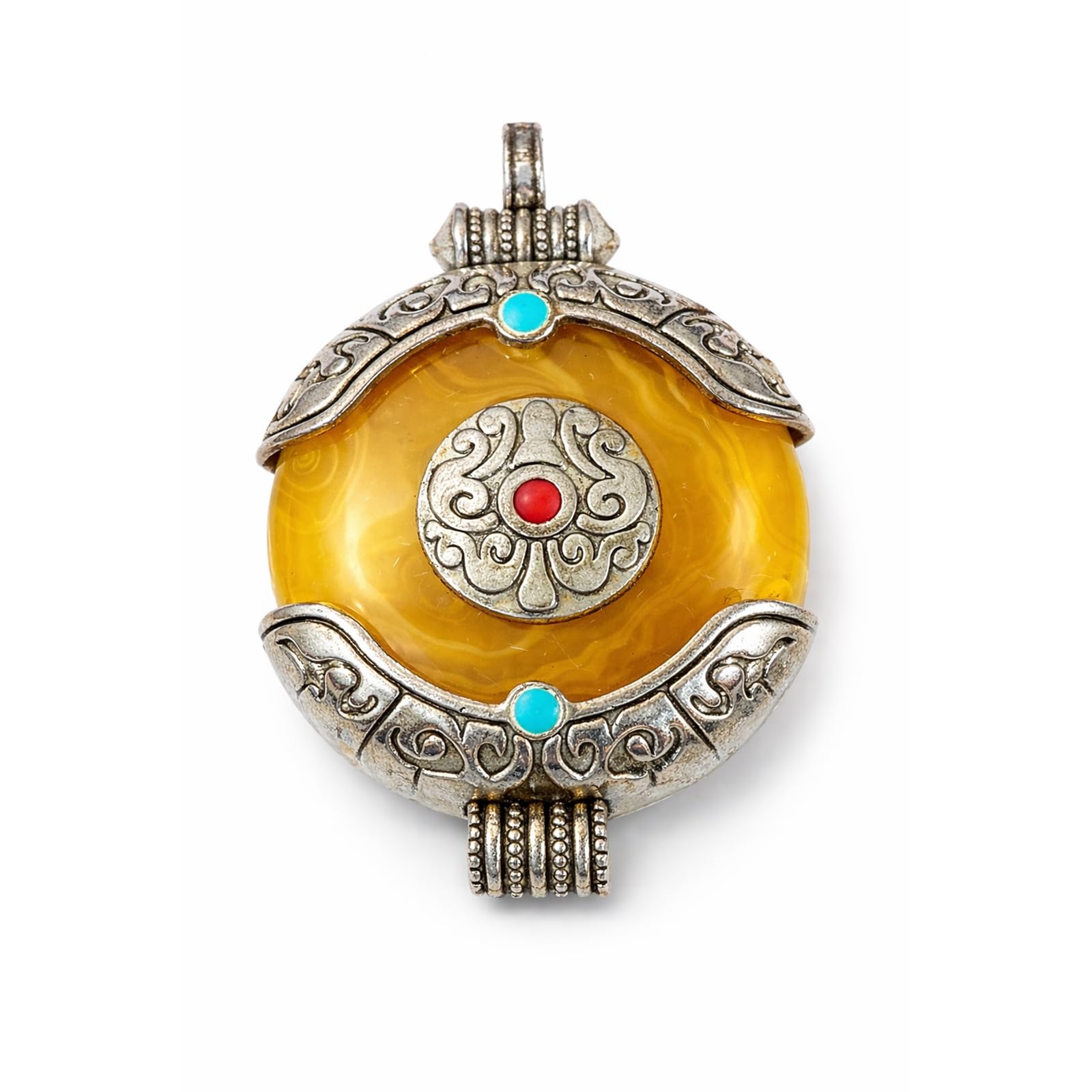 Collana Donna Tibetana – Pendente Ambra – Amuleto Spirituale Boho – Gioielli Etnici Artigianali – Pietra Nascita Novembre – Regalo Femminile