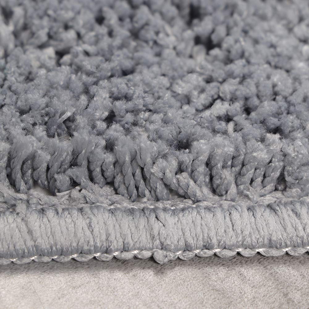 Topchances Juego de 3 alfombrillas de baño de microfibra antideslizante, peludas, suaves, de absorción rápida de agua, alfombrillas de baño, alfombrilla de baño, cubierta de asiento de inodoro (gris