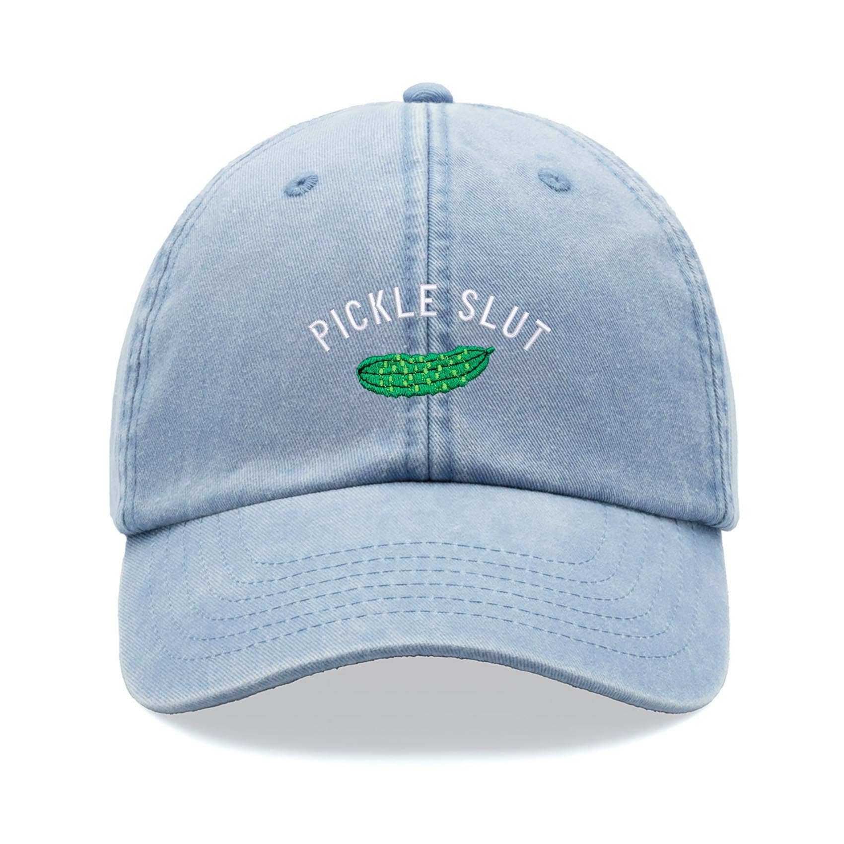 Pickle Sl*t Baseball Cap Vintage Washed Unisex Dad Hat Adjustable Light Blue