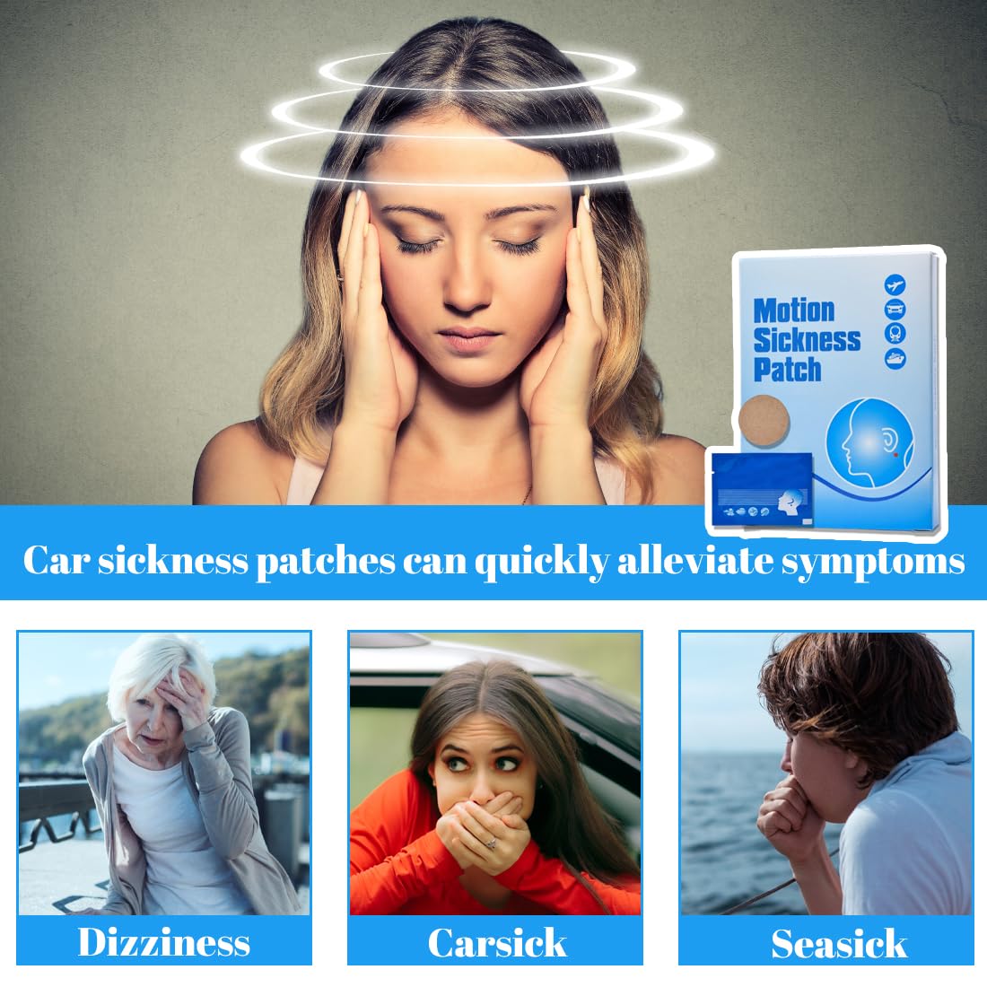 GXGM 72 pcs Patch per cinetosi, anti nausea per malattia marina, alleviare vomito, nausea, vertigini derivati da viaggi di auto, navi, aeroplani, azione rapida e nessun effetto collaterale