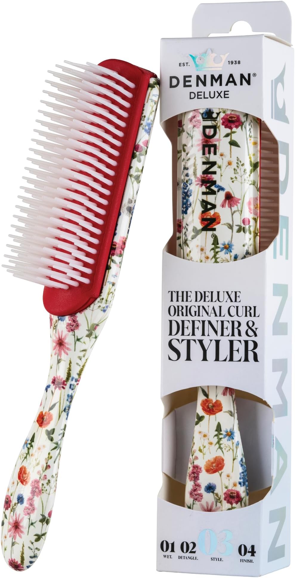 D3 Original Curl Definer & Styler, Curly Hair Brush for Women & Men – 7 Row Detangling & Curl Defining Brush for Smooth Defined Curls - a precision Styling Brush for straight hair