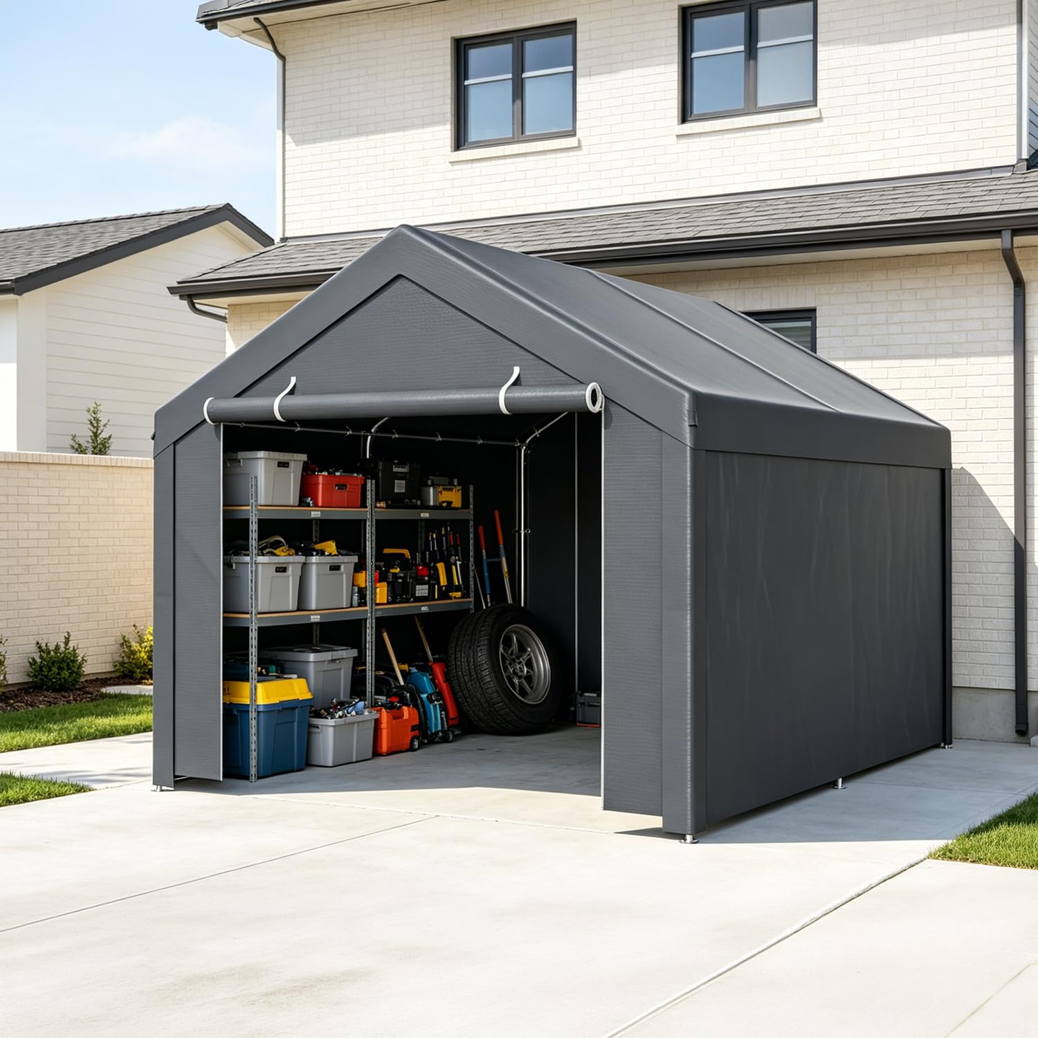Tente de garage, 3 x 4 m, avec bâche en polyéthylène résistante aux intempéries, résistante à l'hiver, aux UV, pour voiture, SUV